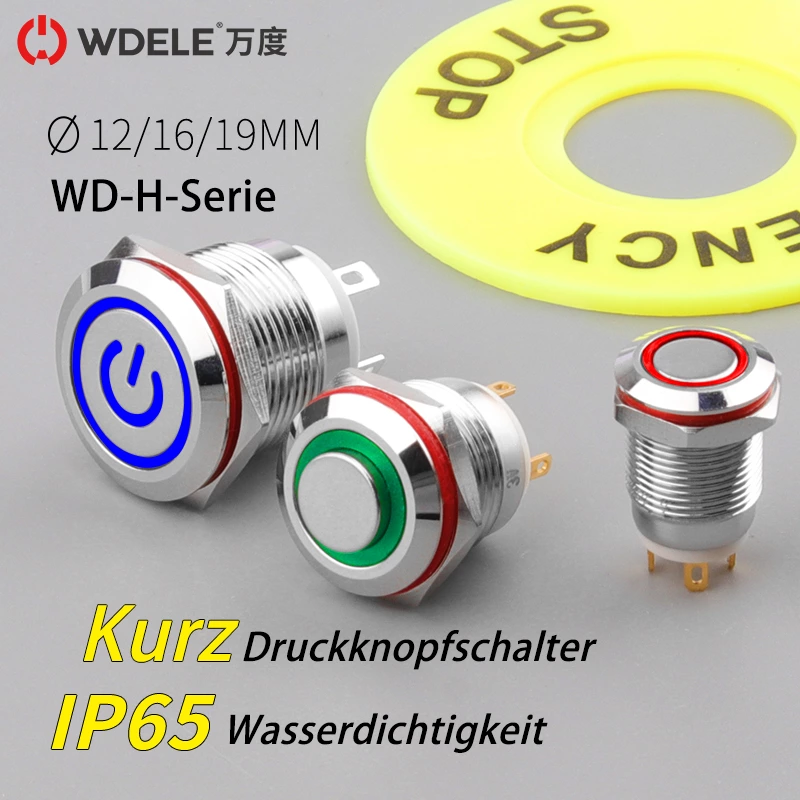 Beleuchteter Metall-Drucktastenschalter mit Reset der H-Serie