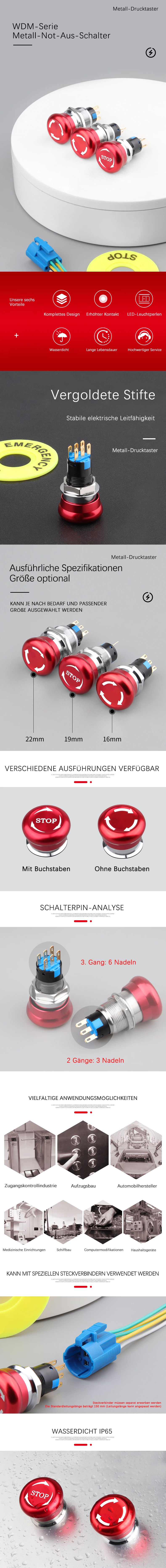 Metall-Not-Aus-Schalter der Serie WD16/19/22M